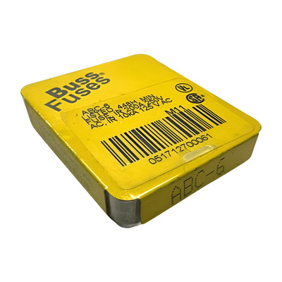 (Box of 5) Bussmann ABC-6 Fuse, 6A, 448H, MIN. IR 200A 250VAC, IR 10kA 125VAC
