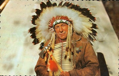 Indianer Kanadier Häuptling Edson 1960er Vintage Postkarte Indianer Kanada Alberta