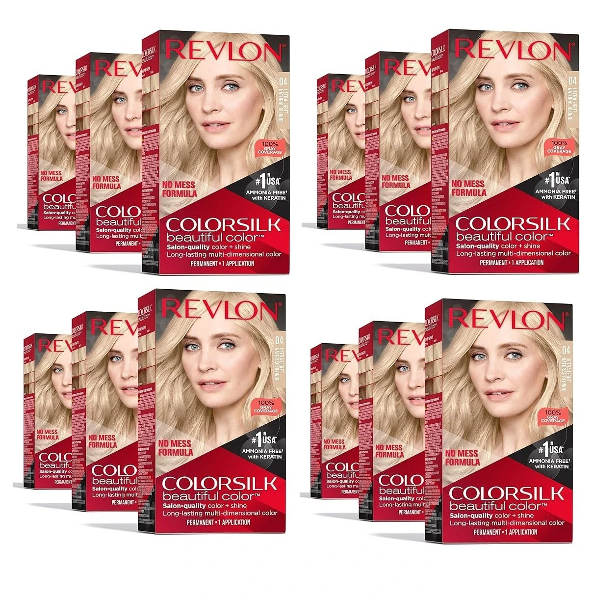 (Pack of 12) -1 Case Revlon ColorSilk Hair Color 04 4 Ultra Light Natural Blonde