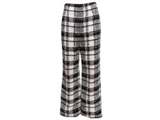 Black & White Chanel Embellished Plaid Tweed Trousers Size FR 38