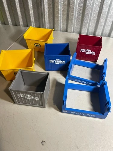 Vintage Playmobil PM Cargo Container Lot Mixed Colors & Conlines Bases