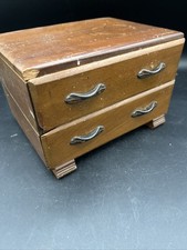 Vintage Wooden Jewelry Box With Two Drawers. 5.5 X 8 X 6 . See Crack In Side
