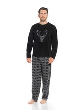 Nikaro Mens Stag Fleece Pyjamas 2 Piece Lounge Set