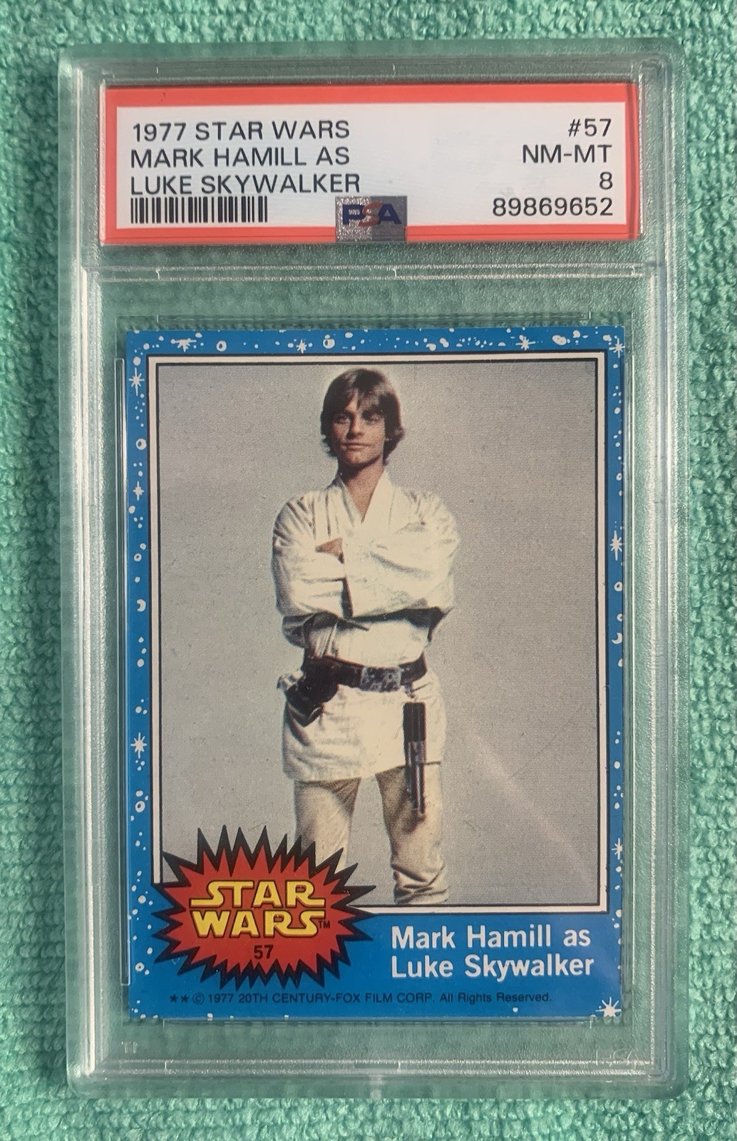 1977 Topps Star Wars Mark Hamill As Luke Skywalker No. 57 PSA 8