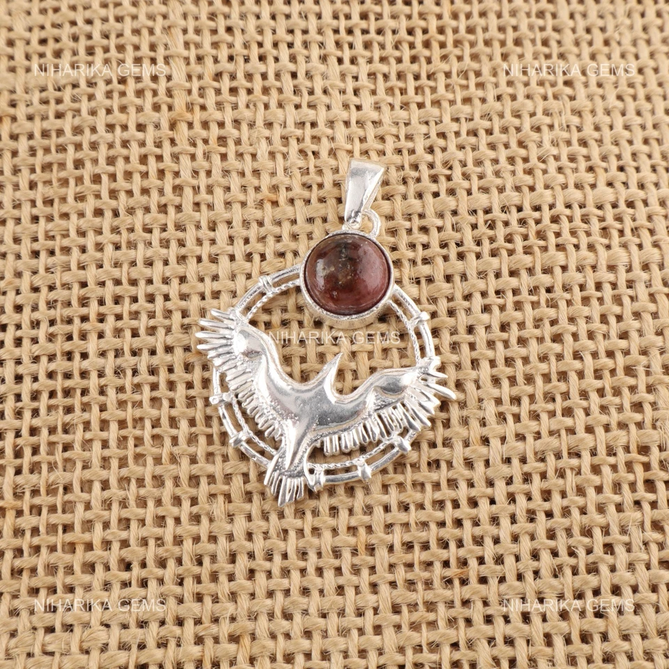 925 Argento Sterling Nero Rodonite Gemstone Collana Cuore Chakra Per Sorelle - Immagine 4 di 4