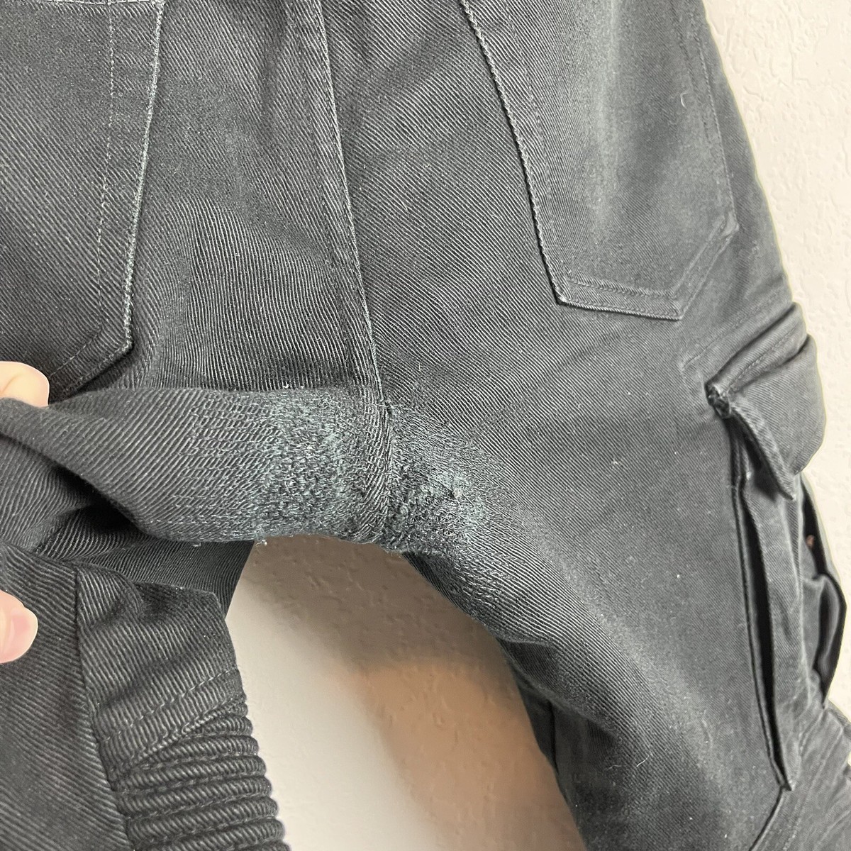 BALMAIN Biker Jeans 30 Black Cargo Denim Pants Slim Fit Cotton