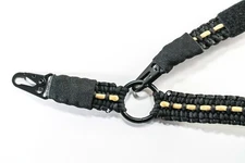 Paracord Gun Rifle Sling HK Clip Style 2pt or 3pt - BLACK TAN STRIPE