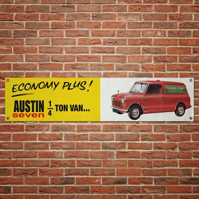 Austin Seven Banner Garage Werkstatt PVC Schild Gleisanzeige Mini Van