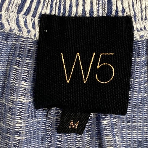 W5 Top Womens M Blue Striped Short Sleeve Textured Knit Puff Sleeve Stretch NWT - Picture 7 of 13