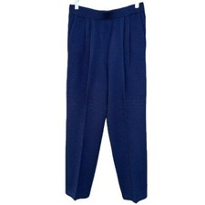 Vintage St. John Collection Santana Knit Pleated Front Trouser Pants Sz 10 Navy
