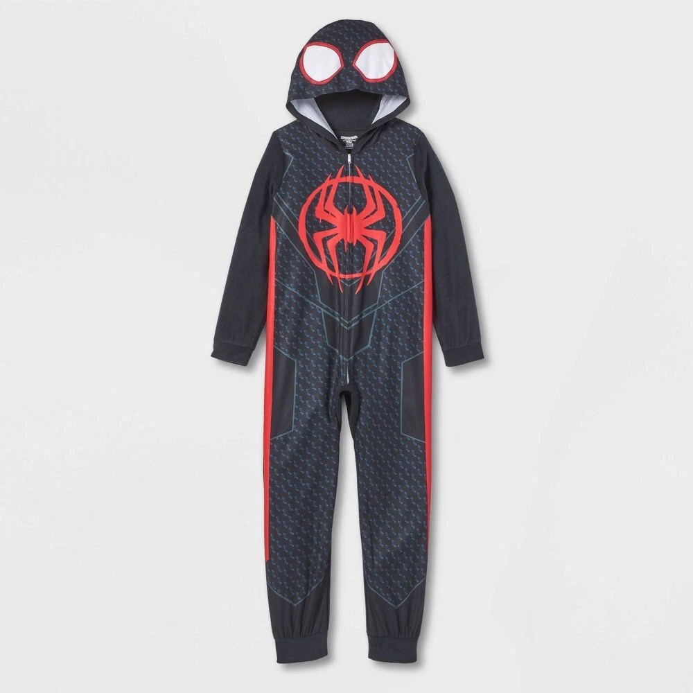 Boys Spiderman One Piece Pajamas Miles Morales Costume Hoodie