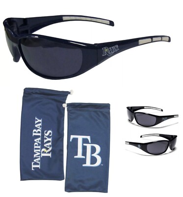 Tampa Bay Rays Wrap Sunglasses with Microfiber Bag MLB Licensed Baseball
