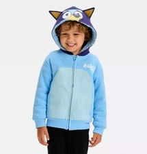 BLUEY Jacket Sweatshirt Hoodie Costume Boys Girls Toddler Size 12M-5T Disney Zip