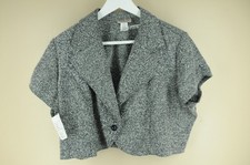 Vintage Women's Speckled Gray Herringbone Short Coat Polyester Blend Size 1X