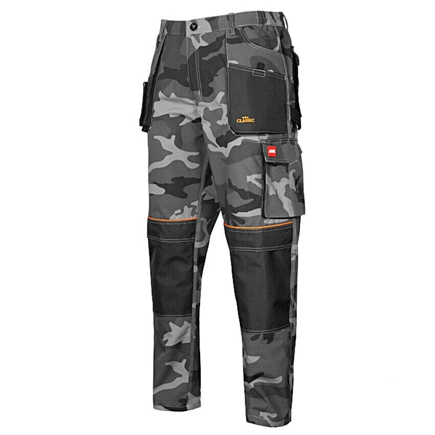 Heavy Duty MENS WORK TROUSERS Knee Pad Cargo Combat Style Multi Pocket CAMO MORO