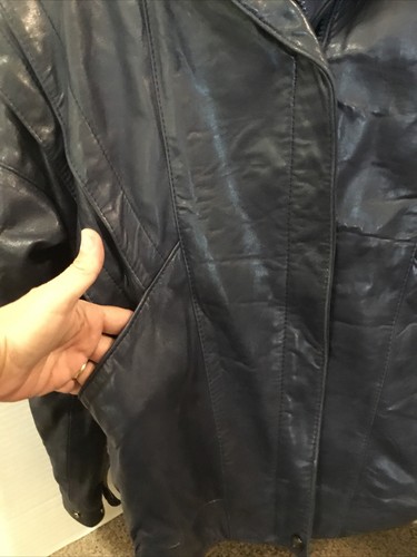 Boutique Of Leathers Womens Jacket Size 5/6 Dark Navy Blue Vintage Soft Supple - Picture 5 of 12
