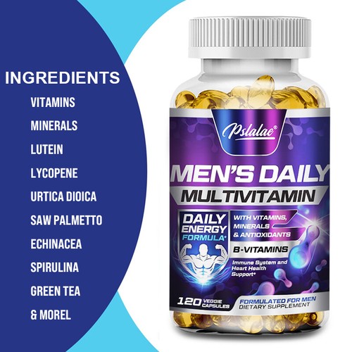 Men's Daily Multivitamin - with Minerals, B Vitamins - Energy and Immune Booster - Picture 1 of 9