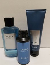 BATH  BODY WORKS MEN'S OCEAN 3 PCS GIFT SET BODY CREAM SPRAY  2 IN-1 BODY WASH
