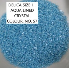 7 grams AQUA LINED CRYSTAL MIYUKI GLASS DELICA BEADS SIZE 11 (2mm) COLOUR 57