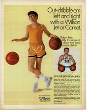 1967 WILSON Billy Cunningham Basketball young boy dribbling 2 Vintage Print Ad