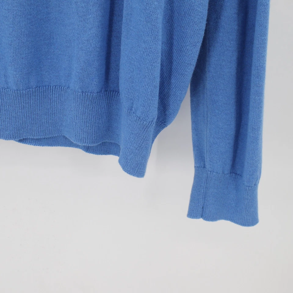 NWT Paul Fredrick Sweater Mens Large Silk Cashmere Cotton knit Blue 1/4 zip top - Image 2 of 4