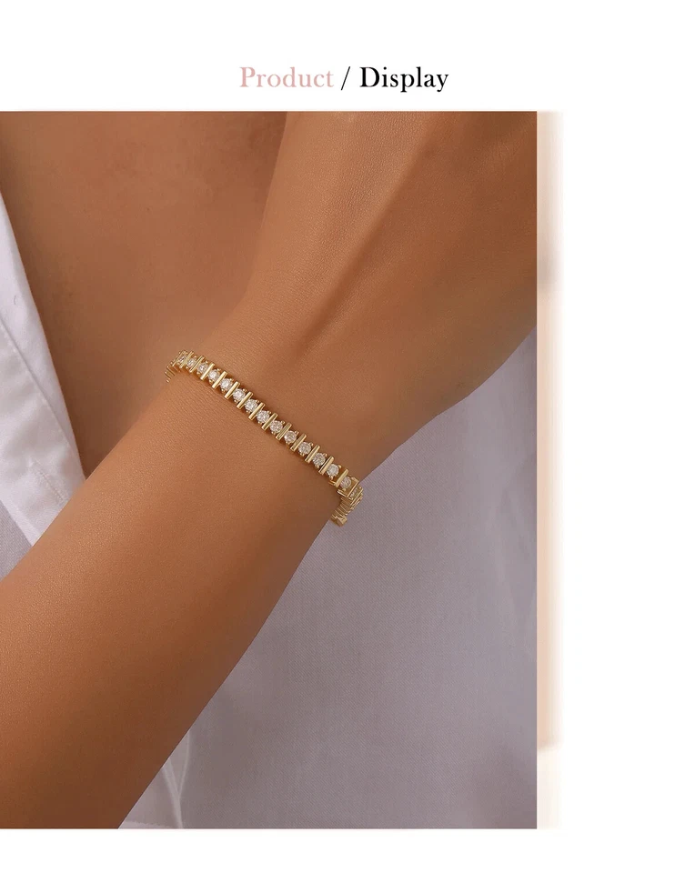 4.2ct Tennis Bracelet Yellow Gold 18K Lab-Created LED Box Diamond Test Pass 20cm - Image 2 of 4