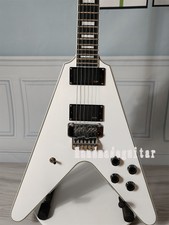 Factory White Flying V 6 Strings Electric Guitar Hpl Fretboard Hh Pickups