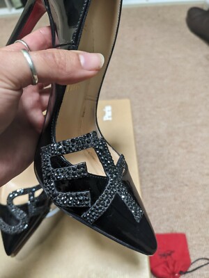 Authenticated Christian Louboutin Sex 120 Pigalle Black Patent