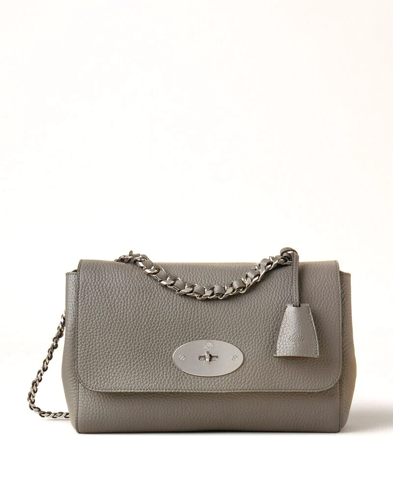 Mulberry Lily Medium Charcoal Gray Classic Gran Leather Bag