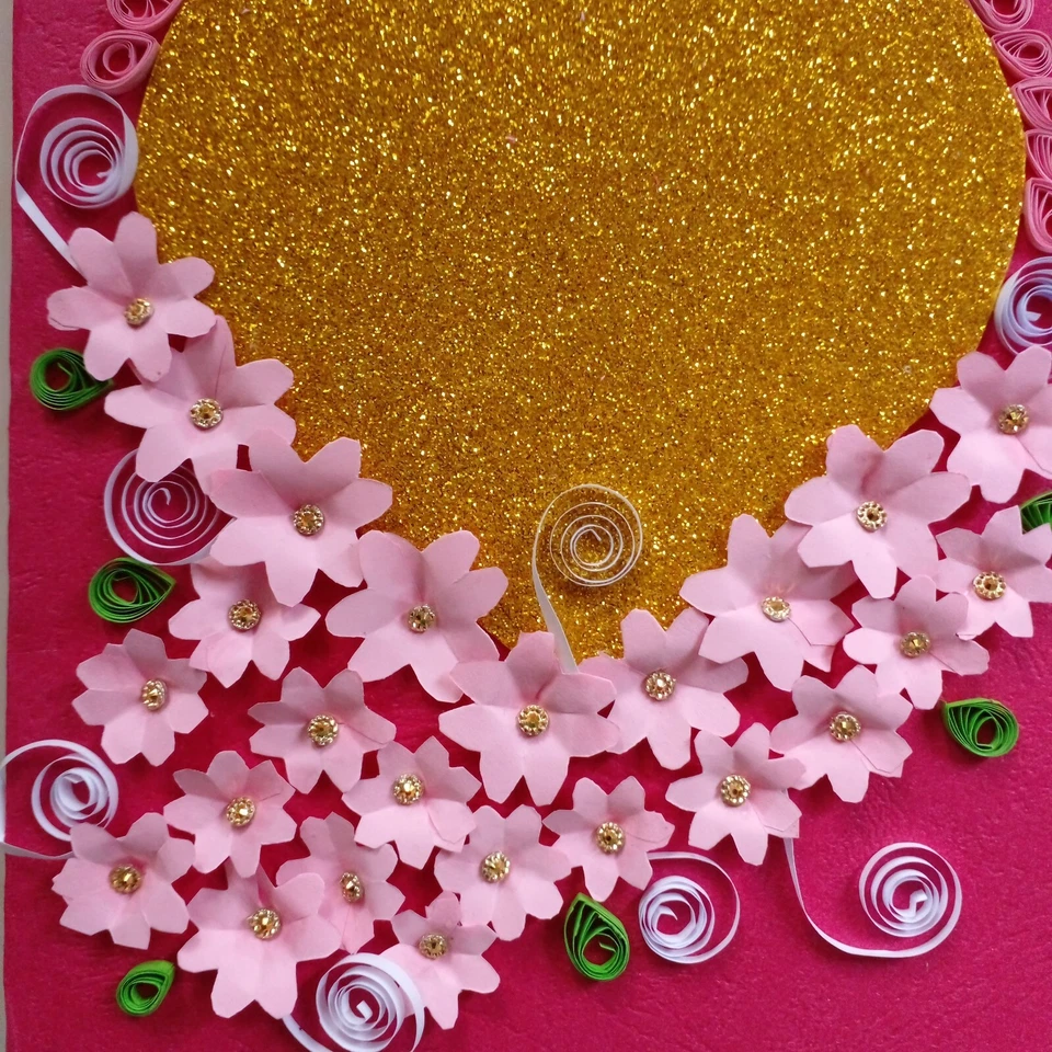 Saludo acolchado de papel hecho a mano de Sri Lanka con corazón para aniversario, boda Foto 4 de 4