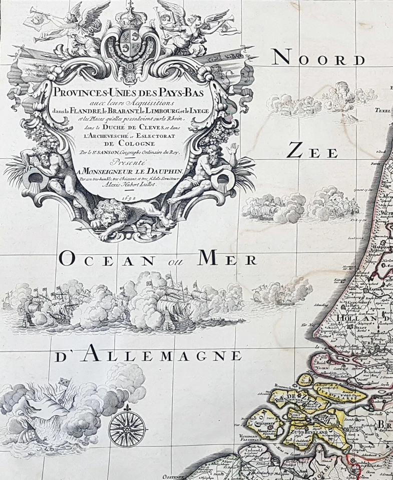 1692 Alexis Jaillot Large Antique Map of The Netherlands, Holland, Low Countries - Image 2 of 4
