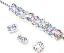 100 Swarovski Rondelles 4mm Silver / Crystal AB SR403