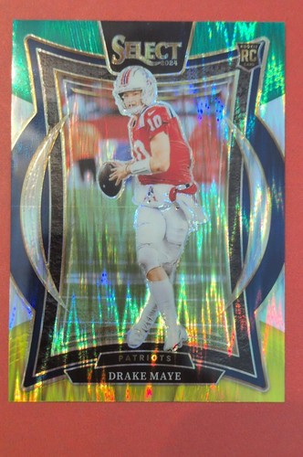 2024 Panini Select - Concourse Drake Maye #27 Green & Yellow Shock Prizm (RC)
