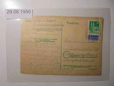 4651.29.08.1950 Postkarte  1. 49. 37,5. OFM.	C 154 Din A 6  frankiert mit All