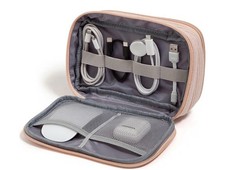 U Brands Dusty Pink Rose Corduroy Tech Organizer Zip Pouch 8X5.25 Inches NWT