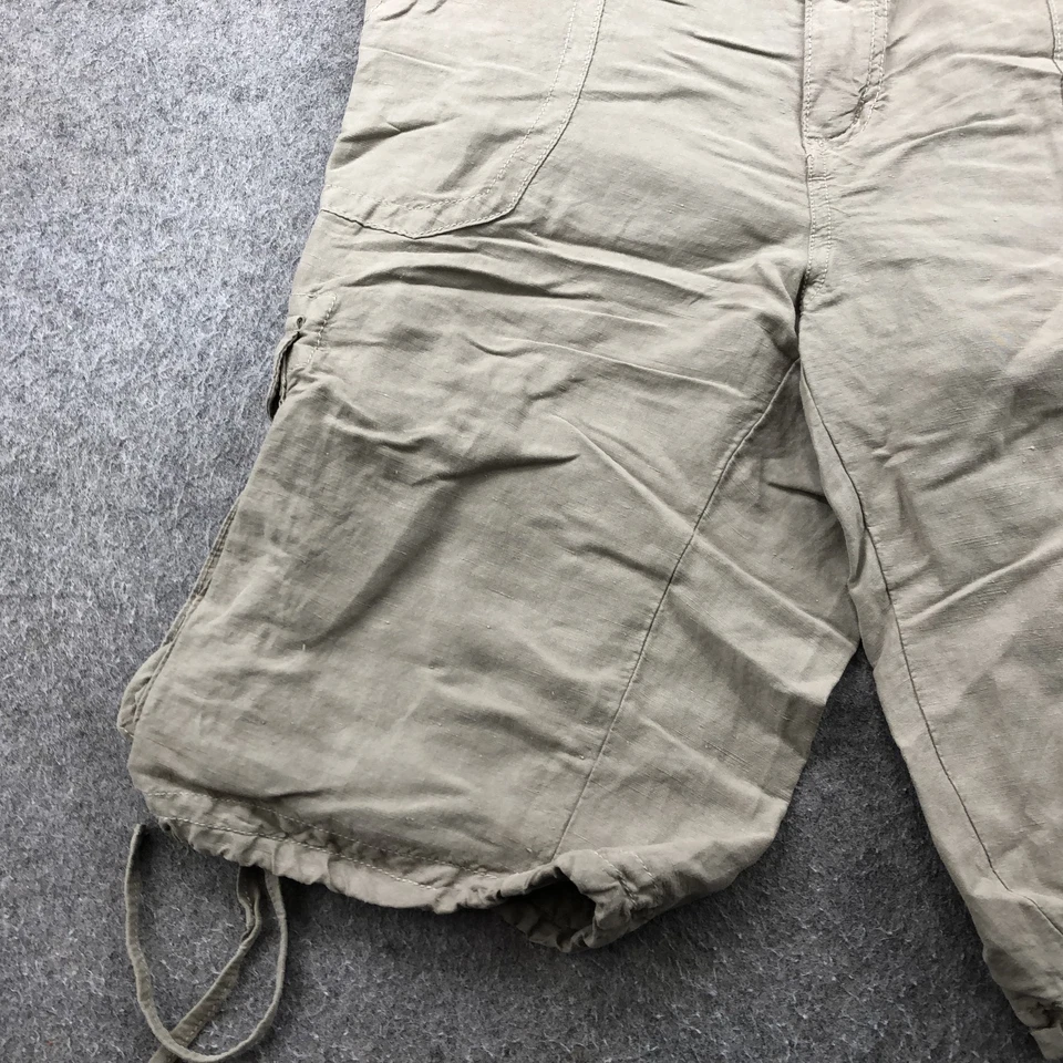 Pantalones Cortos GAP Para Mujer 10 Caqui Lino Mezcla Seda Bolsillos Utilitarios Carga Cordón Nuevos con Etiquetas Foto 4 de 4