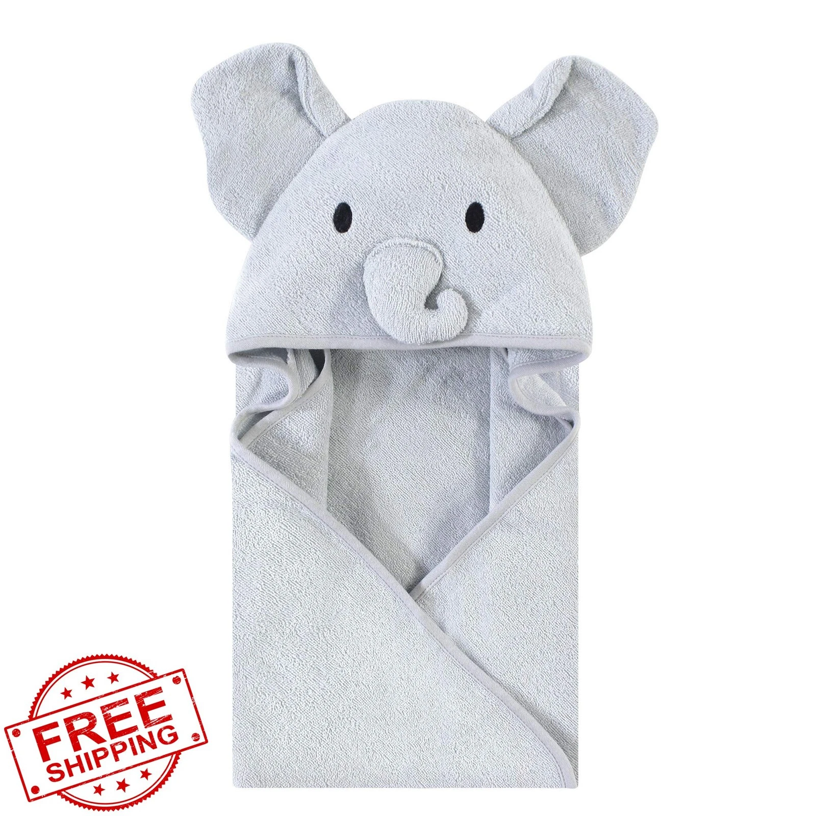 Touched by Nature Organic Hooded Towel Gray Elephant One Size