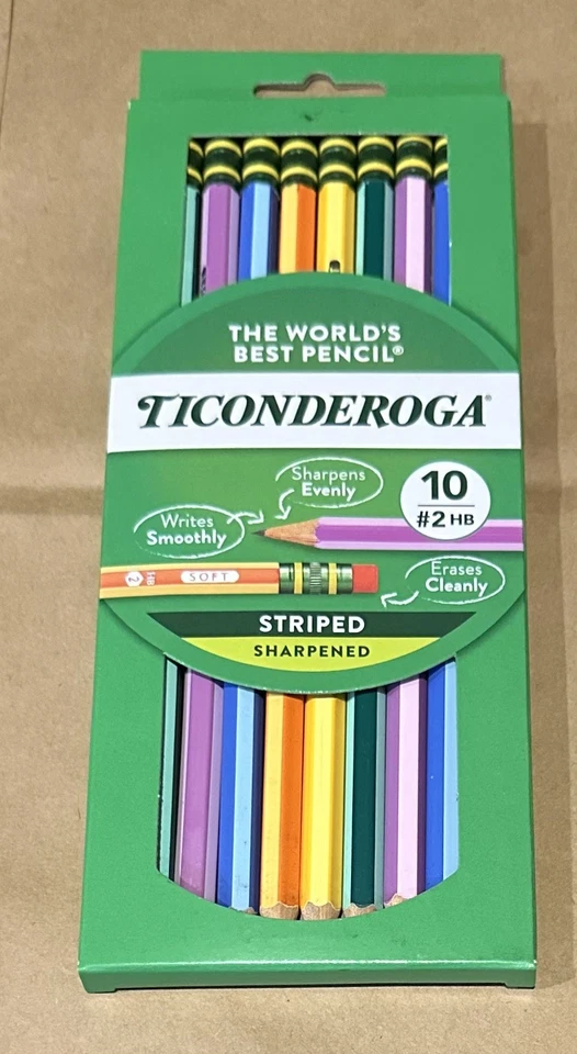 Lápices de madera a rayas Dixon Ticonderoga #2 HB suaves, 36 paquetes 10 lápices ea 360 en total Foto 3 de 4