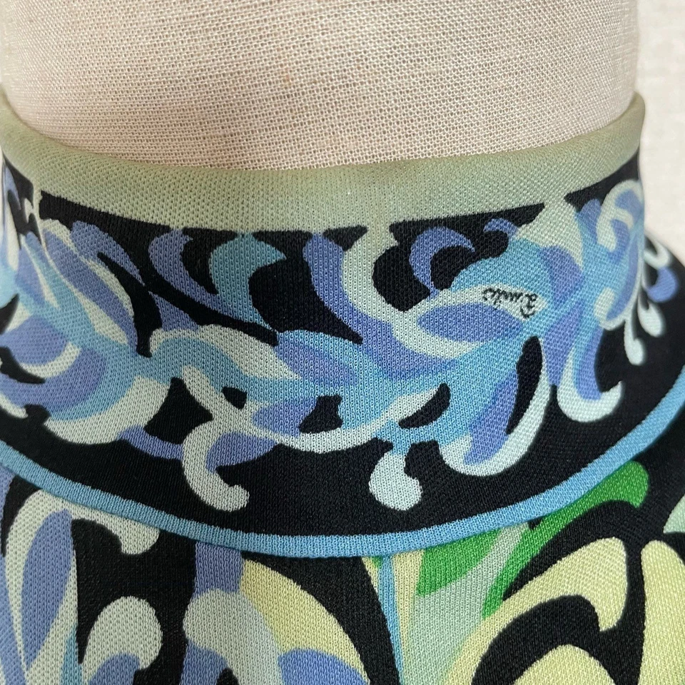 Emilio Pucci 1973 Vintage Cuello Alto Vestido Manga Larga Negro Italia - Imagen 4 de 4