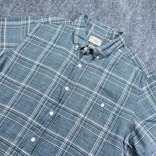 Original Weatherproof Vintage Shirt Mens XL Blue Plaid Short Sleeve Pocket Linen