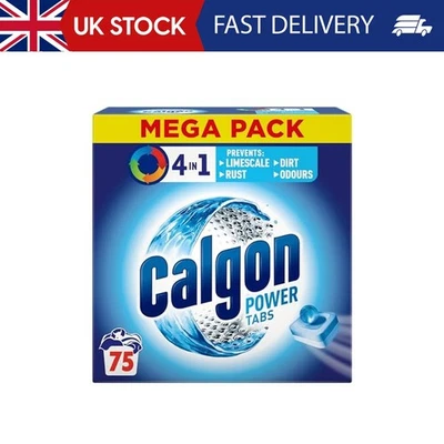 Calgon 4-in-1 Washing Machine Cleaner and Water Softener Tablets, 75 Count , Rem