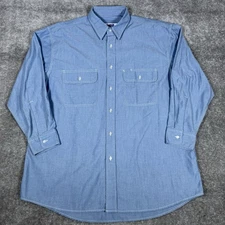 Big Smith Shirt Men's XL Blue Long Sleeve Button Up Workwear Pockets