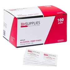 BH Supplies Alcohol Prep Pads | Medical Grade, Sterile, 100 Count (Pack of 1) 