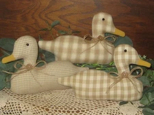 Rustic Farmhouse 3 Assorted Check Ducks Bowl Fillers Handmade Christmas Gift