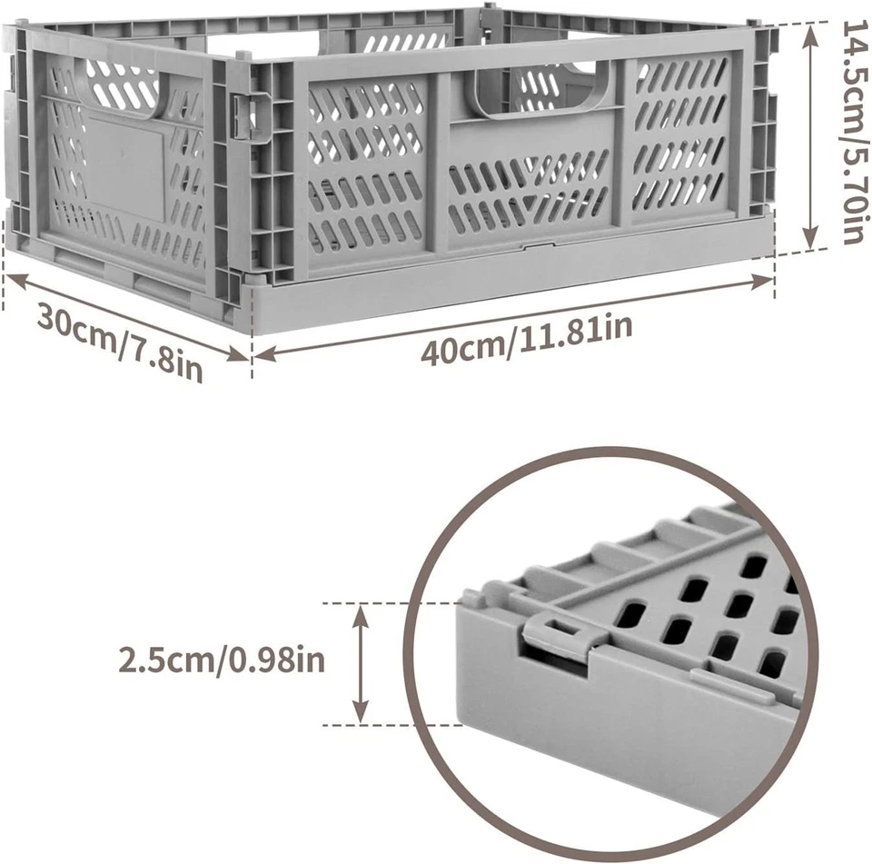 Klappboxen Kunststoff 2 Stücke 40x30x15cm faltbar Aufbewahrungskorb - Bild 4 von 4