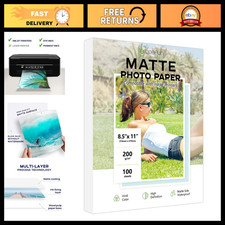 100 Sheets Matte Photo Paper 8.5x11, 54LB Inkjet Printer Paper for High-Quality