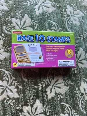 Lakeshore BASE 10 STAMPS 6 Wooden Stamps Sealed New in Box