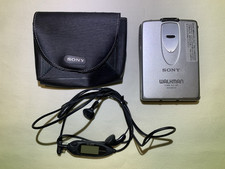 Vtg Sony WM EX2 Walkman Portable Cassette Player Silver Case Earphones FOR PARTS