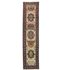 Hand-Knotted Wool Oriental Runner Rug 3X12 Traditional Cream Hallway Carpet