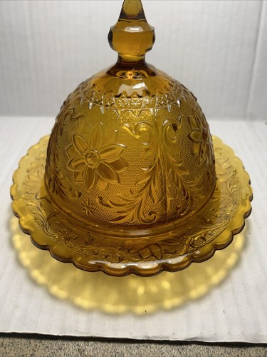 Vintage Amber Tiara Butter Cheese Cloche Dome Dish 6"x7.5" Indiana Glass Company - Picture 11 of 12